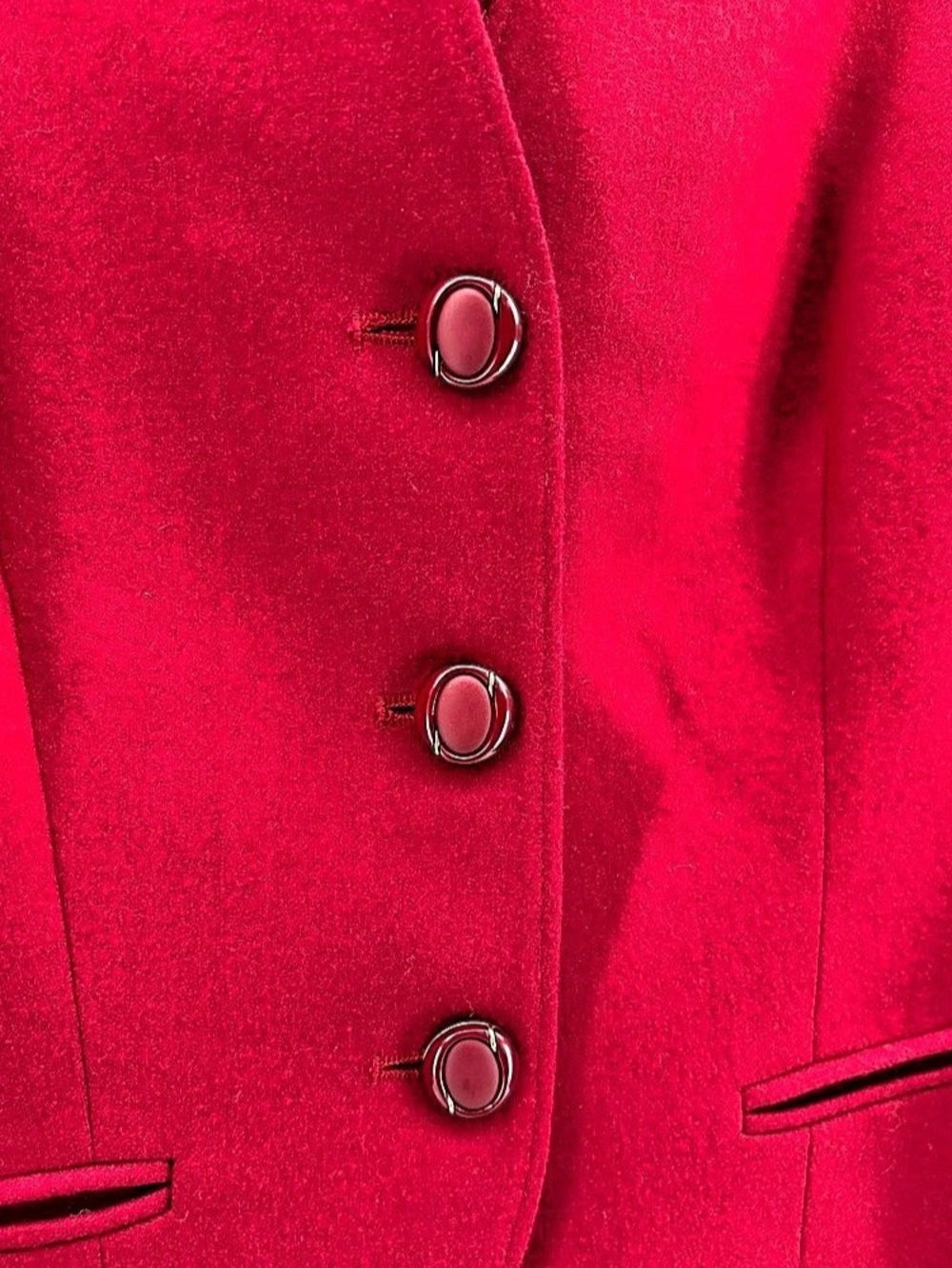 Vintage Pendleton Red Virgin Wool Collarless Blazer Jacket Size 8 - Picture 5 of 11